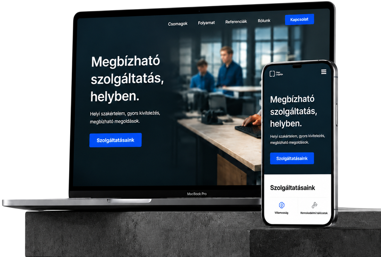 Modern weboldal asztali és mobil nézetben